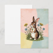 Lapin vintage - Carte de Pâques Nostalgique (Devant / Derrière)