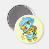Lapin vintage de Pâques et poussin. Magnets cadeau (Recto/Verso)