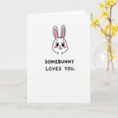 Lapin vous aime Carte de Message (Fleur jaune)