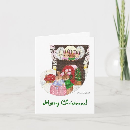 Lapins à la maison pour la carte de Noël (Devant)