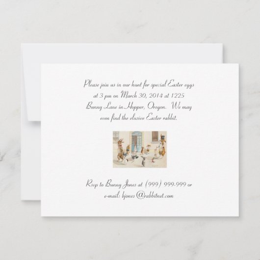 Lapins à l'école - invitation mignonne de partie (Dos)