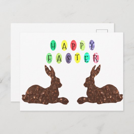 Lapins au chocolat Carte postale de Pâques (Devant / Derrière)