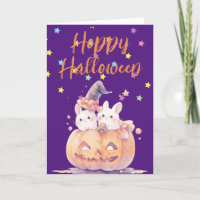 Lapins Bébés dans une Carte de Vœux Halloween Citr