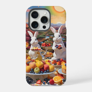 Lapins blancs avec paysage de fruits