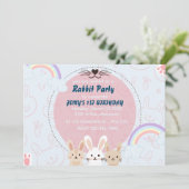 lapins colorés et roses pour invitation d'annivers (Debout devant)