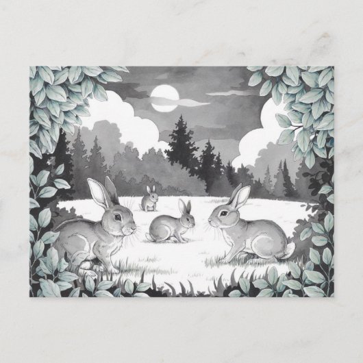 Lapins dans la carte postale de défrichage (Devant)
