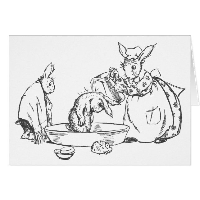 Lapins de bébé baignés par la mère (Devant horizontal)