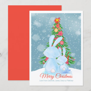 Lapins De Noël Avec Arbre En Carte De Neige