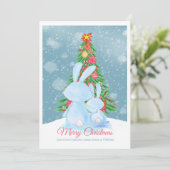 Lapins De Noël Avec Arbre En Carte De Neige (Debout devant)