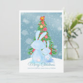 Lapins De Noël Avec Arbre En Carte De Neige (Debout devant)