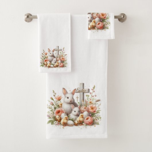 Lapins de Pâques, Canetons, Fleurs et Croix (En situation)