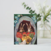 Lapins de Pâques et Carte Postale Ancienne Poussin (Debout devant)