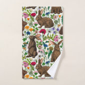 Lapins et fleur sauvage (Serviette à main)