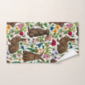 Lapins et fleur sauvage (Serviette à main)