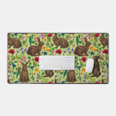 Lapins et fleurs sauvages sur le vert miel (Clavier et souris)