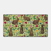 Lapins et fleurs sauvages sur le vert miel (Recto)