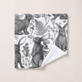 Lapins et flore boisée2 Ensemble de serviettes de  (Gant de toilette)