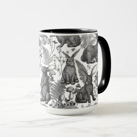 Lapins et flore boisée2 Mug (Devant droit)