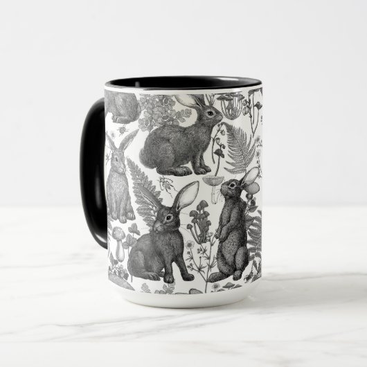 Lapins et flore boisée2 Mug (Devant gauche)