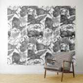 Lapins et flore boisée2 Tapisserie (En situation (horizontale))