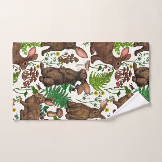 Lapins et flore boisée 4 (Serviette à main)
