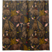 Lapins et flore boisée Douche rideau (Devant)