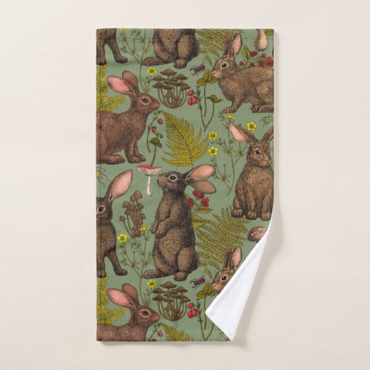 Lapins et flore boisée Ensemble de serviettes de b (Serviette à main)