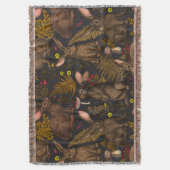 Lapins et flore boisée Jeter la couverture (devant Vertical)