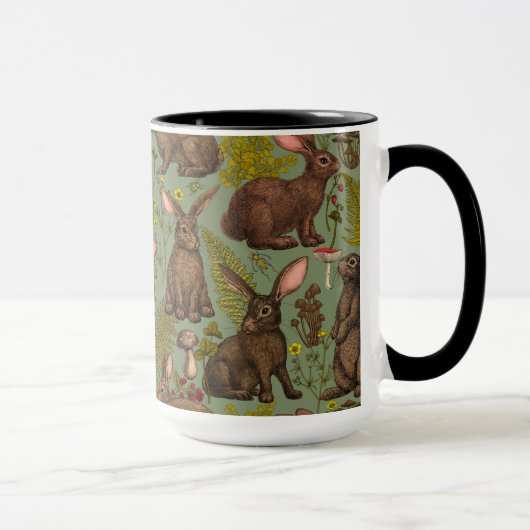 Lapins et flore boisée Mug (Droite)