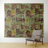 Lapins et flore boisée Tapisserie (En situation (horizontale))