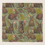 Lapins et la flore boisée Écharpe<br><div class="desc">Lapins et fougères de la flore des bois à la main champignons,  beriies et insectes</div>