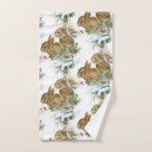 Lapins et oiseau dans l'ensemble de serviette de (Serviette à main)