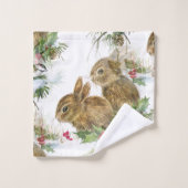 Lapins et oiseau dans l'ensemble de serviette de (Gant de toilette)
