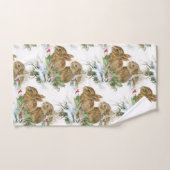 Lapins et oiseau dans l'ensemble de serviette de (Serviette à main)