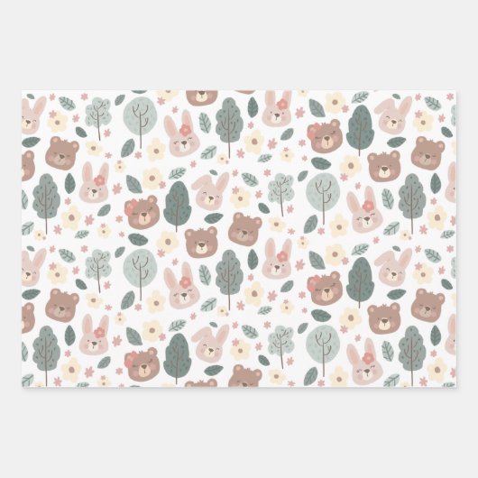 Lapins et ours Papier à envelopper Feuille plate E (Devant)