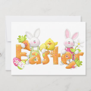 Lapins et poussins de Pâques carte plate