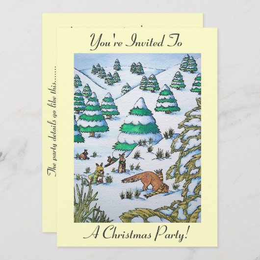lapins jouant dans la neige sur invitation de noël (Devant / Derrière)