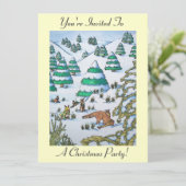 lapins jouant dans la neige sur invitation de noël (Debout devant)