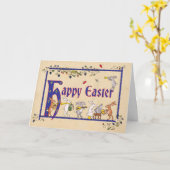 lapins médiévaux Carte de Pâques (Fleur jaune)