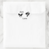 Lapins noirs et blancs, Sticker de coeur "TRUE LOV (Sac)