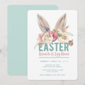 Lapins oreilles | Invitation Brunch de Pâques & ch (Devant / Derrière)