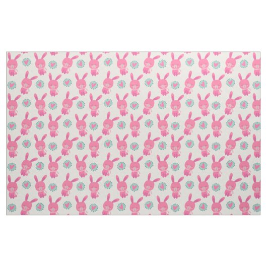 Lapins roses et tissu de coeur (Fat Quarter)