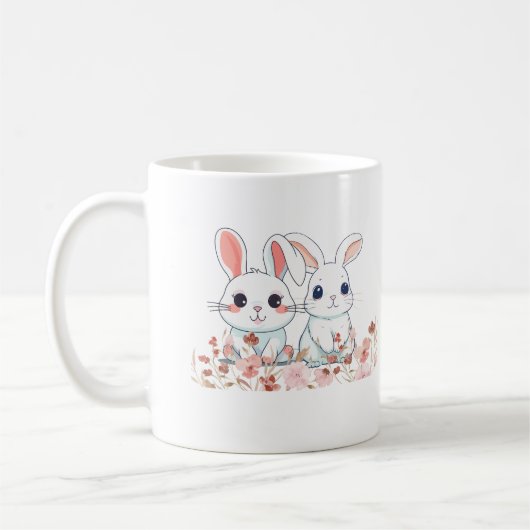 Lapins roses Mug Blanc dans un Cadeau Sucré (Gauche)