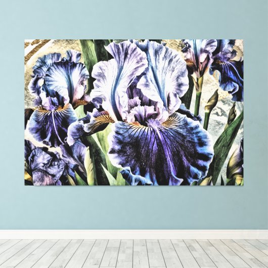 *~* LAPIS BLAUW IRIS Irissen  Bloemen TV2 Canvas Afdruk (Insitu (Houten vloer))