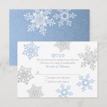 Lapis Blauw Zilver Sneeuwvlok Winter Bruiloft RSVP