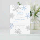 Lapis Blauw Zilver Winter Sneeuwvlok Bruiloft RSVP (Staand voorkant)