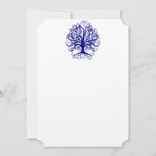 Lapis Bleu Romantique Arbre Mariage Invitations (Devant)