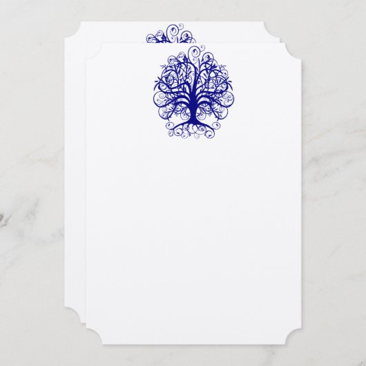 Lapis Bleu Romantique Arbre Mariage Invitations (Devant / Derrière)