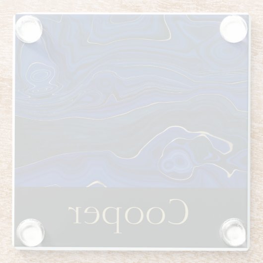 Lapis Blue Agate Swirls Personalized Glazen Onderzetter (Achterkant)