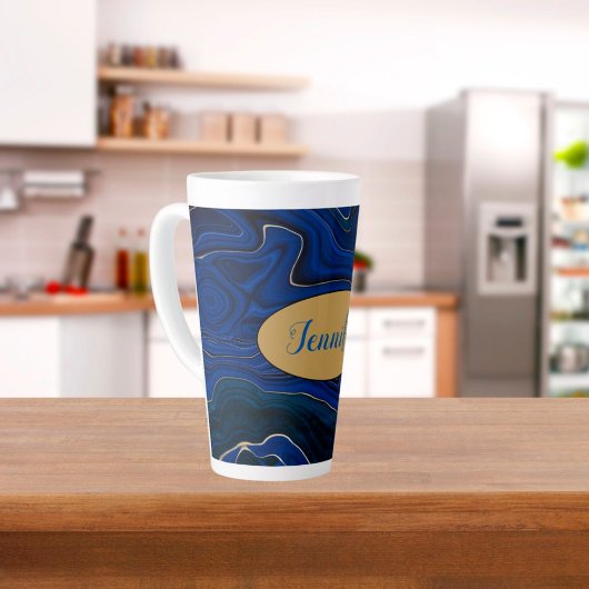 Lapis Blue Agate Swirls Personalized Latte Mok